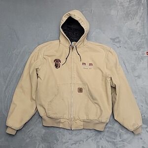 VTG Carhartt Active Jacket Men XL Tan Sandstone J130 Montana Grizzlies Hot Rod